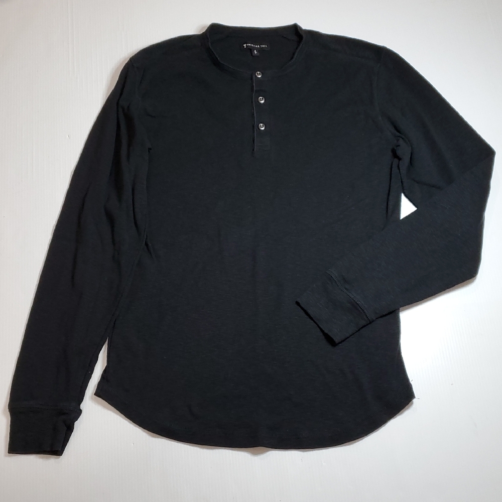 Tall Mens Black Henley Shirt